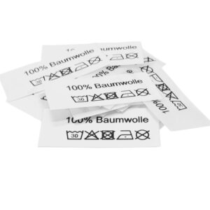 50 St. Textiletiketten 100% Baumwolle mit Pflegesymbole