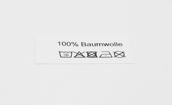 50 St. Textiletiketten 100% Baumwolle mit Pflegesymbole
