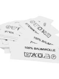 50 St. Textiletiketten 100% Baumwolle mit Pflegesymbole