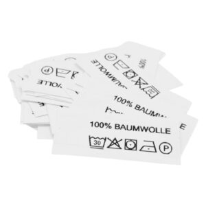 50 St. Textiletiketten 100% Baumwolle mit Pflegesymbole