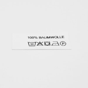 50 St. Textiletiketten 100% Baumwolle mit Pflegesymbole