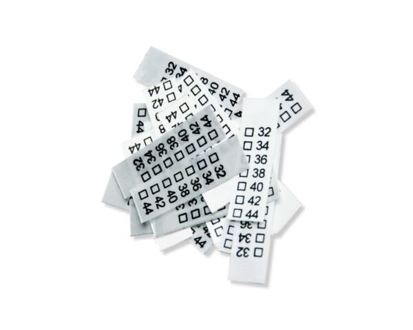 25 St. Textiletiketten Universal Damengrößen" 32-44"