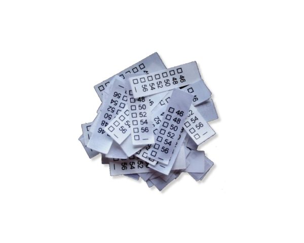 25 St. Textiletiketten - Universal Damengrößen" 46-56"