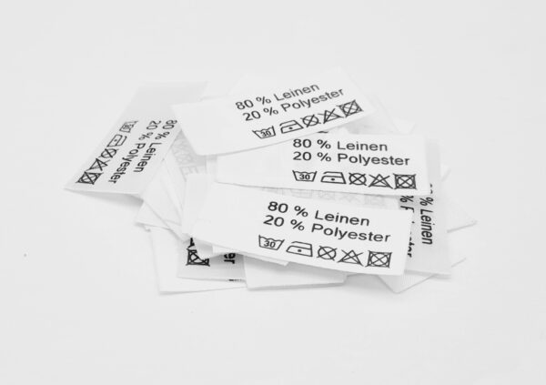 50 St. Textiletiketten 80 % Leinen 20% Polyester