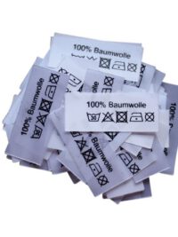 50 Textiletiketten 100% Baumwolle mit Pflegesymbole 50 Textiletiketten 100% Baumwolle mit Pflegesymbole