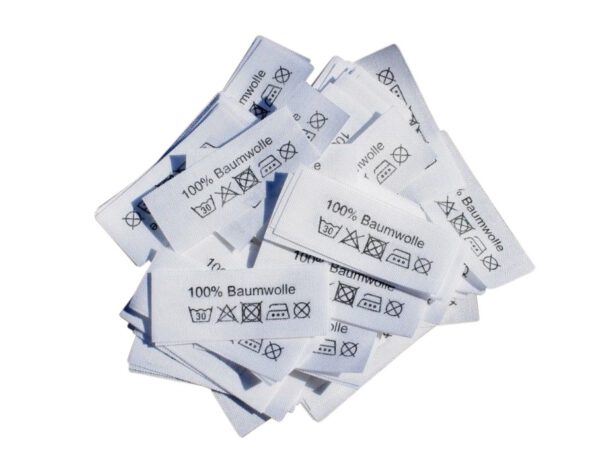 50 Textiletiketten 100% Baumwolle 3 P. 15x40mm 50 Textiletiketten 100% Baumwolle 3 P. 15x40mm