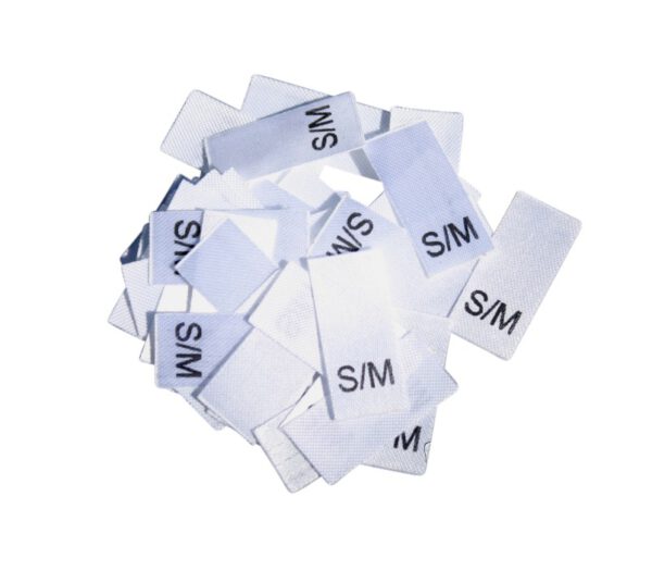 25 Textiletiketten Größe S/M