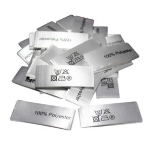 50 Textiletiketten 100% Polyester Mittelfalte