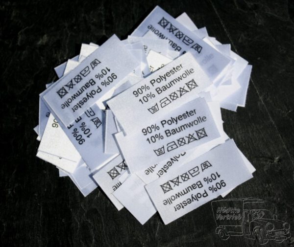 50 Textiletiketten 90% Polyester 10% Baumwolle