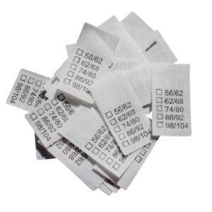 25 Textiletiketten Universal Größe 56/62 - 98/104