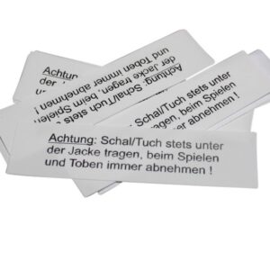 10 Textiletiketten - Warnhinweis für Schals