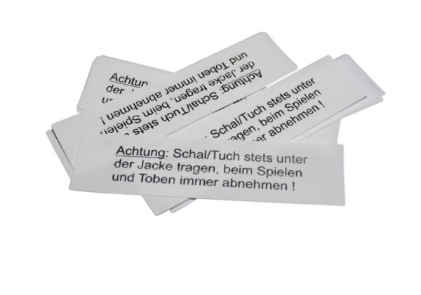 10 Textiletiketten - Warnhinweis für Schals
