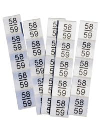 25 selbstklebende Textiletiketten Größe 58/59 25 selbstklebende Textiletiketten Größe 58/59