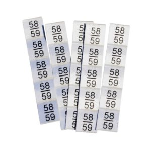 25 selbstklebende Textiletiketten Größe 58/59