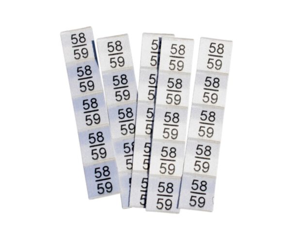 25 selbstklebende Textiletiketten Größe 58/59