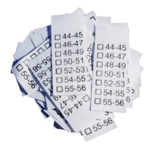 25 Textiletiketten Hutgrößen Universal 44-56