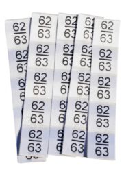 25 selbstklebende Textiletiketten Größe 62/63 25 selbstklebende Textiletiketten Größe 62/63
