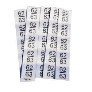 25 selbstklebende Textiletiketten Größe 62/63 25 selbstklebende Textiletiketten Größe 62/63