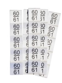 25 selbstklebende Textiletiketten Größe 60/61 25 selbstklebende Textiletiketten Größe 60/61