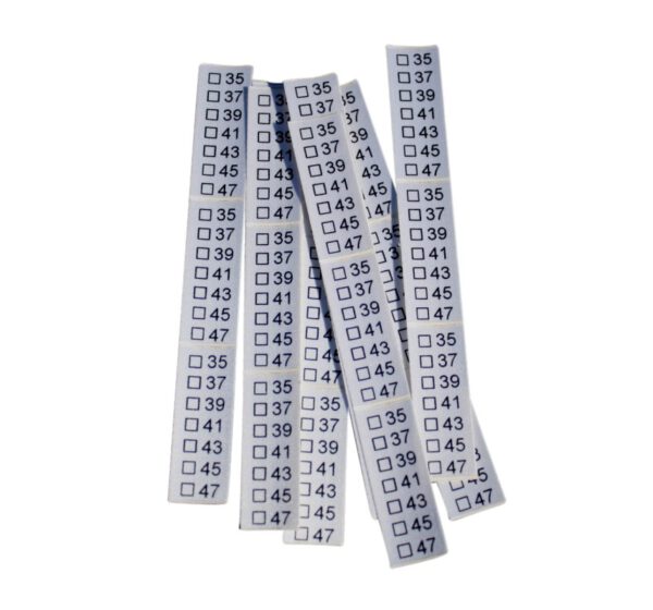 25 selbstklebende Textiletiketten Universal 35-47 25 selbstklebende Textiletiketten Universal 35-47