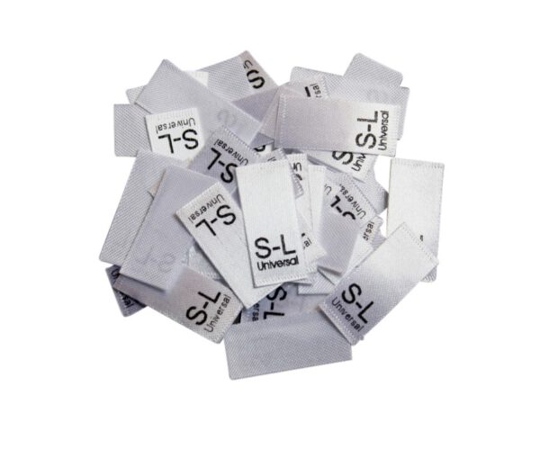 25 Textiletiketten Größe S-L universal