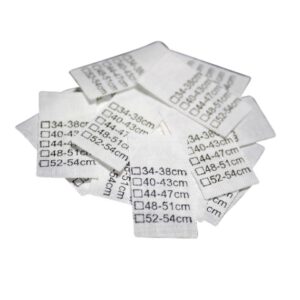 25 Textiletiketten Universal 34-38cm bis 52-54cm