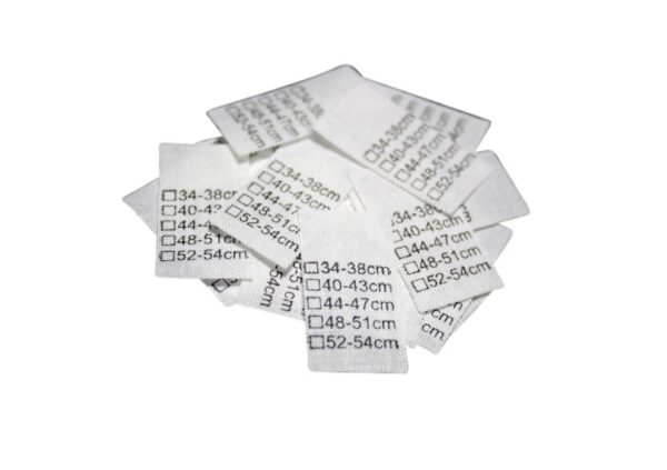 25 Textiletiketten Universal 34-38cm bis 52-54cm