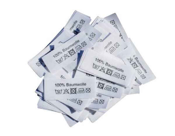 50 Stoffetiketten 100% Baumwolle 3 P. Bügeleisen