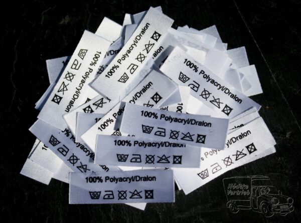 50 Textiletiketten 100% Polyacryl/Dralon