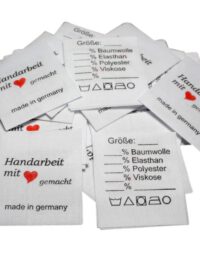 25 Textiletiketten Universal - Handarbeit mit Herz – auf Mischband 25 Textiletiketten Universal - Handarbeit mit Herz – auf Mischband