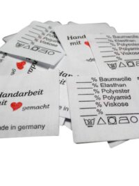 25 Textiletiketten Universal - Handarbeit mit Herz gemacht - 30° - Mischband