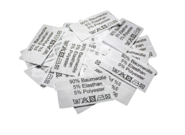 50 Textiletiketten 90% Baumwolle 5% Elasthan 5 % Polyester