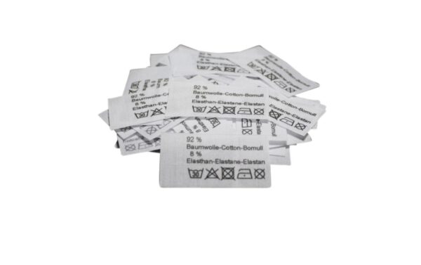 50 Textiletiketten 92% Baumwolle 8% Elasthan in drei Sprachen