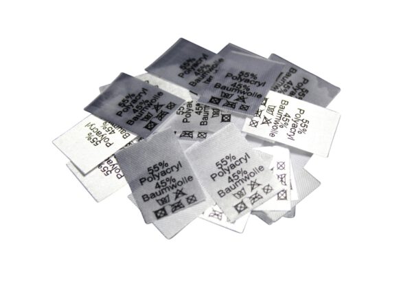 50 Textiletiketten 55% Polyacryl 45% Baumwolle