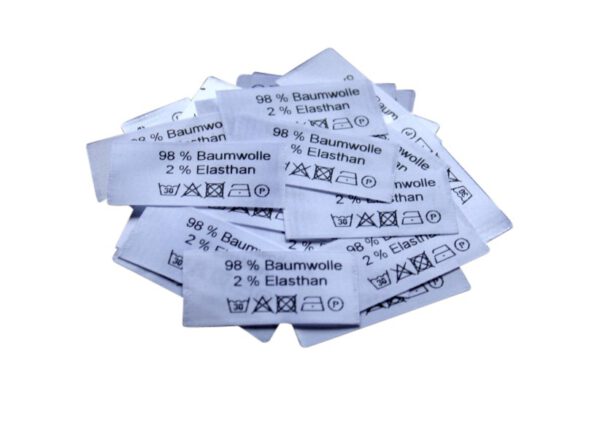 50 Textiletiketten 98% Baumwolle 2% Elasthan