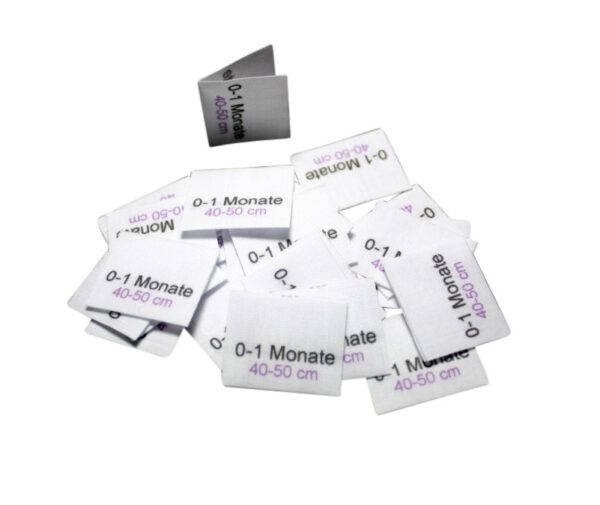 25 Textiletiketten Baby- und Kindergrößen 0-1 M