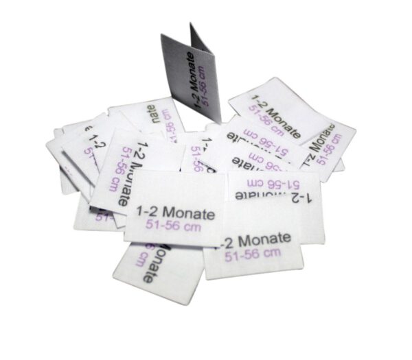 25 Textiletiketten Baby- und Kindergrößen 1-2 M