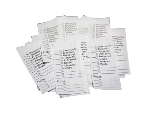 25 Textiletiketten Universal" mit Zusatz Futter:" 25 Textiletiketten Universal" mit Zusatz Futter:"