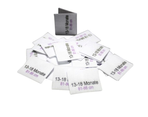 25 Größenetiketten Baby- und Kindergrößen 13-18M 25 Größenetiketten Baby- und Kindergrößen 13-18M