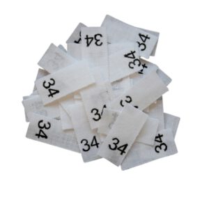 25 Textiletiketten - Größe 34 auf Mischband