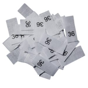 25 Textiletiketten - Größe 36 auf Mischband