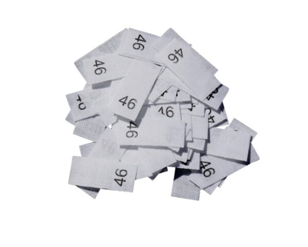 25 Textiletiketten - Größe 46 auf Mischband 25 Textiletiketten - Größe 46 auf Mischband