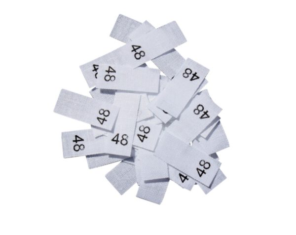 25 Textiletiketten - Größe 48 auf Mischband 25 Textiletiketten - Größe 48 auf Mischband
