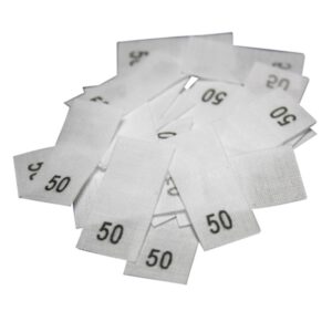 25 Textiletiketten - Größe 50 auf Mischband