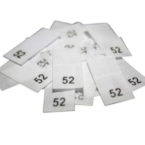 25 Textiletiketten - Größe 52 auf Mischband