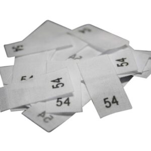 25 Textiletiketten - Größe 54 auf Mischband