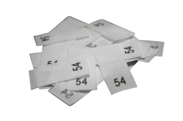 25 Textiletiketten - Größe 54 auf Mischband