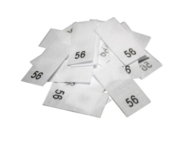 25 Textiletiketten - Größe 56 auf Mischband