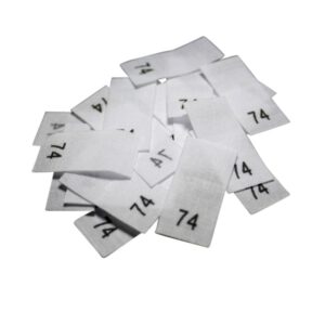 25 Textiletiketten - Größe 74 auf Mischband