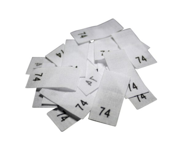 25 Textiletiketten - Größe 74 auf Mischband